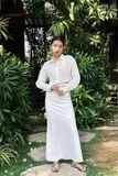  Silk Mid-waist Skirt - Trắng 