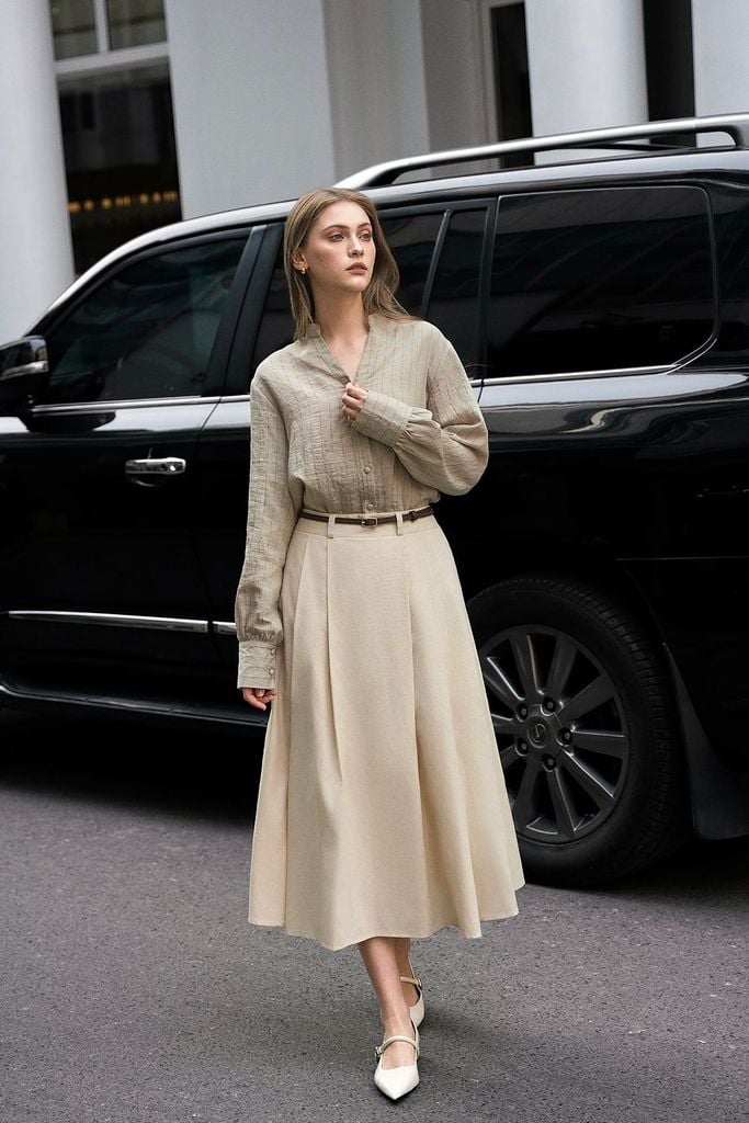 Mia Long Skirt - Natural