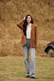  Vegan Suede Blazer - Camel 