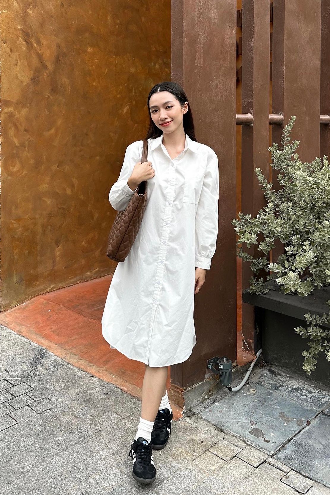  Long Sleeve Dress - Trắng 