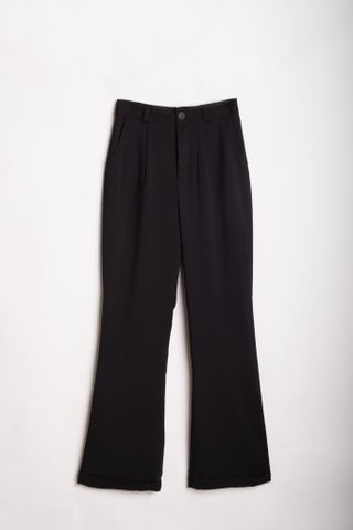  Cuff Flared Pants - Black 