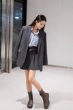  Mini Pleated Skirt - Xám 