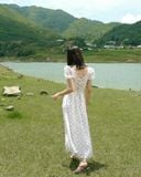  Puff Parisan Dress - Xanh 