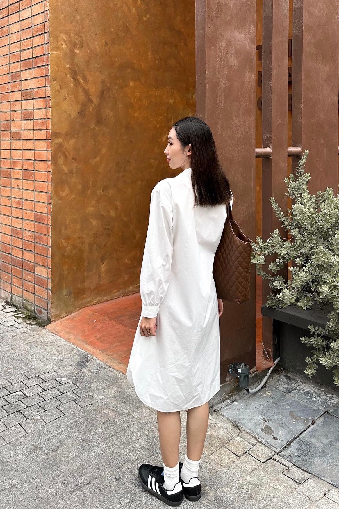  Long Sleeve Dress - Trắng 