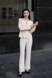  Cuff Flared Pants - Beige 