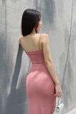  Pleated Slit Skirt - Hồng 
