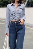  Crop Striped Shirt - Blue 