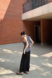  Silk Mid-waist Skirt - Đen 