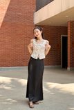  Silk Mid-waist Skirt - Đen 