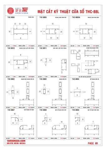 HỆ CỬA SỔ 3 TRONG 1 THC 88L