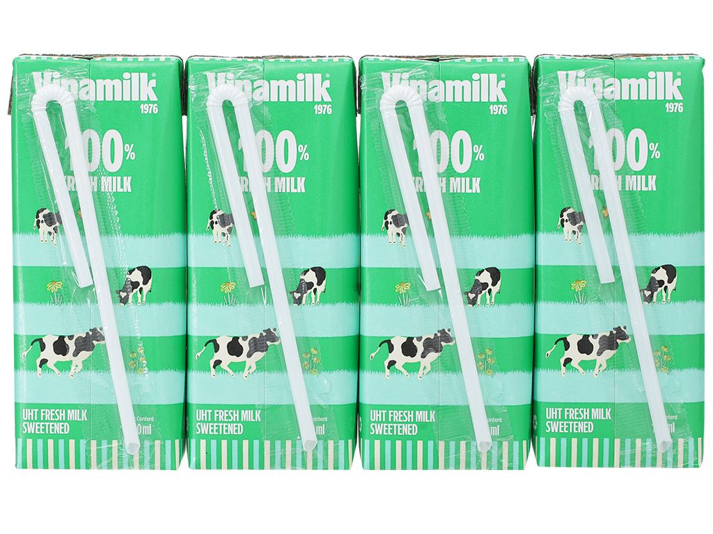  Lốc 4 sữa Vinamilk 100% có đường 180ml - 62348 