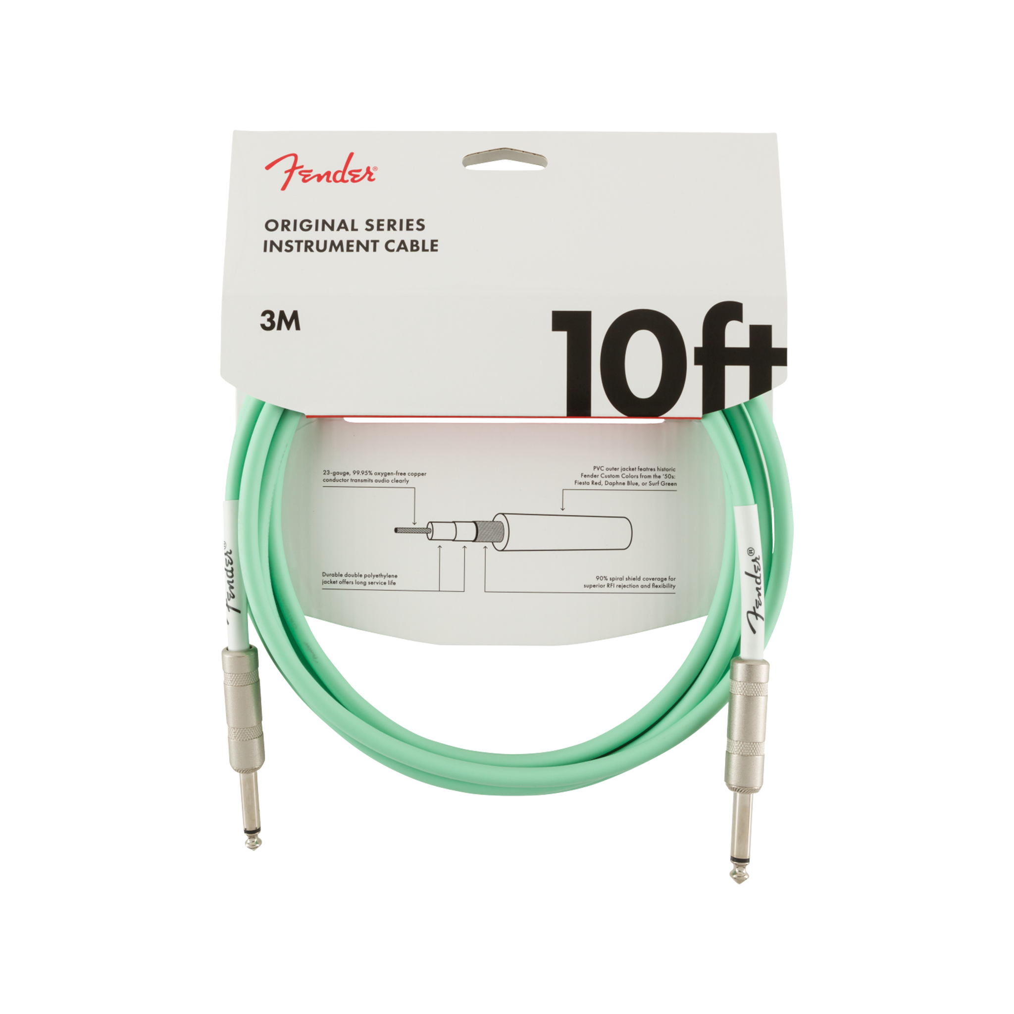  FENDER DÂY TÍN HIỆU ORIGINAL SERIES INSTRUMENT CABLES 10' SURF GREEN 0990510058