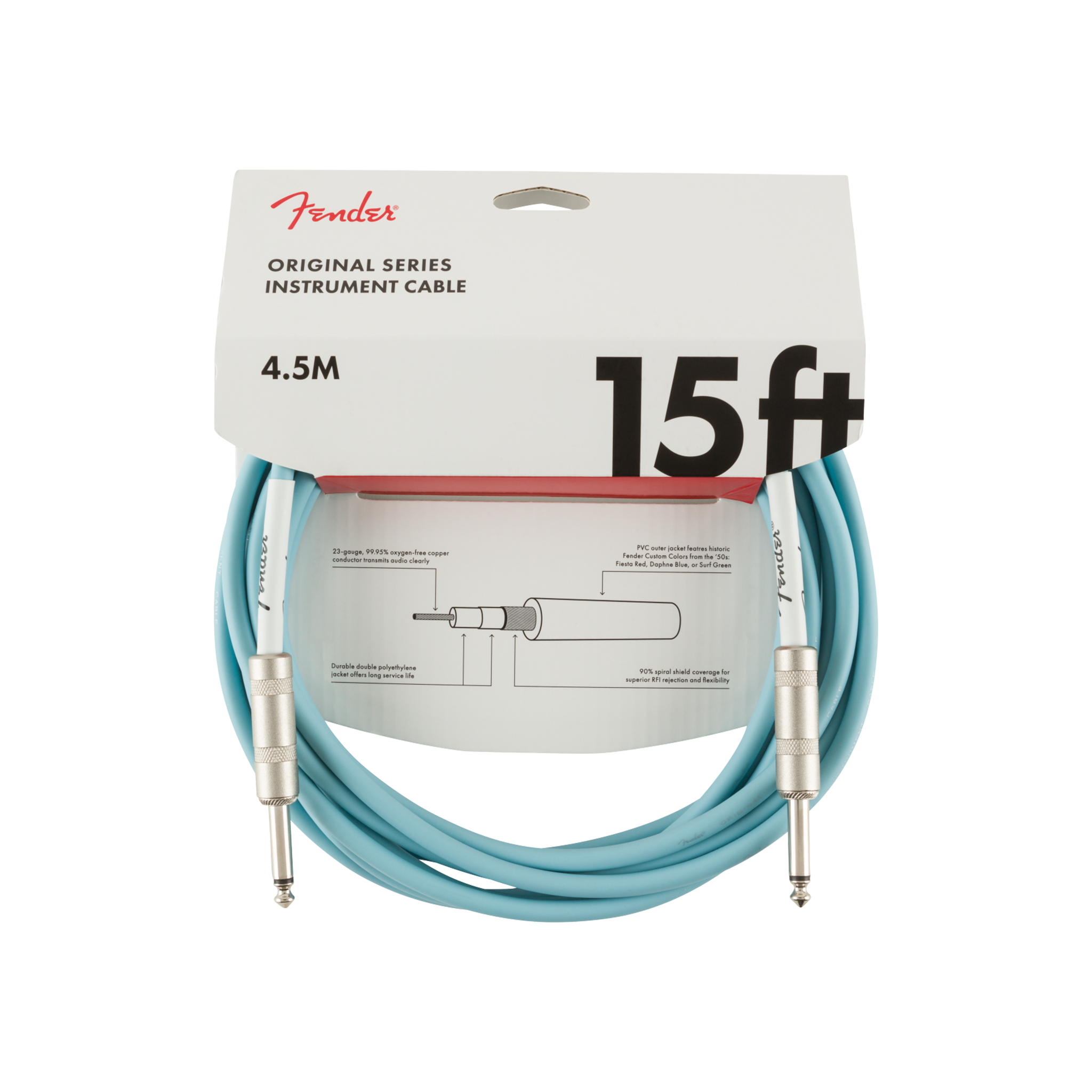  FENDER DÂY TÍN HIỆU ORIGINAL SERIES INSTRUMENT CABLES 15' DAPHNE BLUE 0990515003
