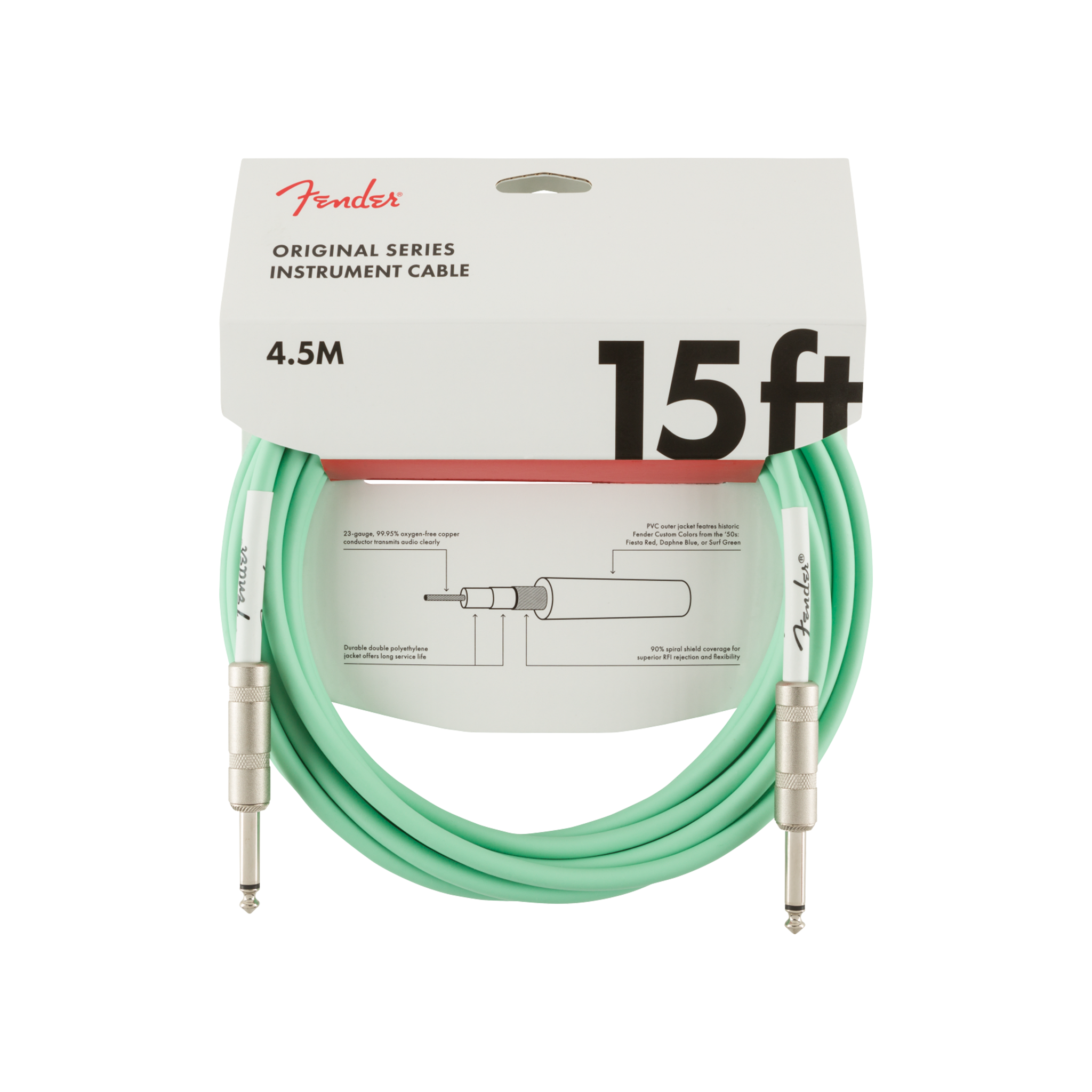  FENDER DÂY TÍN HIỆU ORIGINAL SERIES INSTRUMENT CABLES 15' SURF GREEN 0990515058