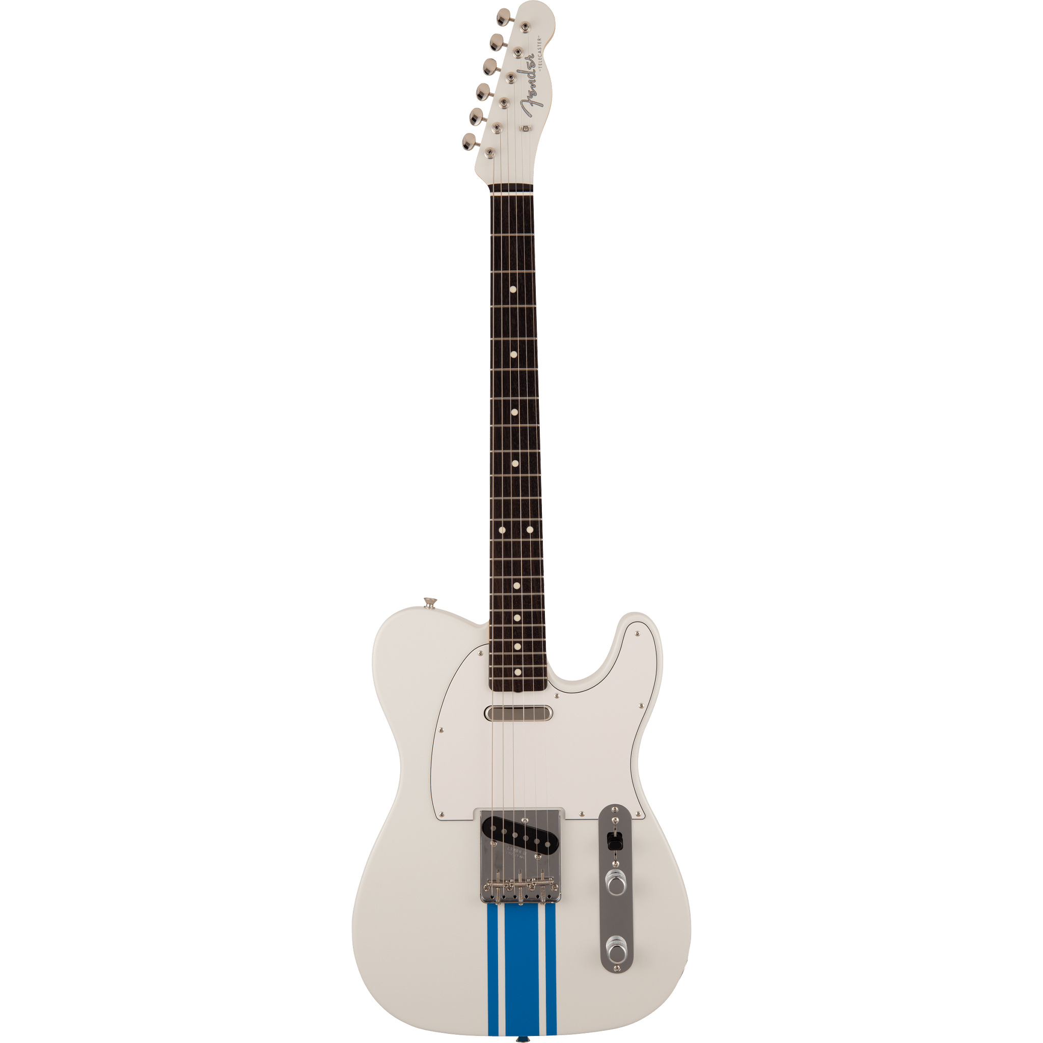  FENDER 2023 COLLECTION, MIJ TRADITIONAL '60s TELE ROSEWOOD, OLYMPIC WHITE, BLUE COMPETITION STRIPE #5360200385