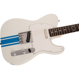  FENDER 2023 COLLECTION, MIJ TRADITIONAL '60s TELE ROSEWOOD, OLYMPIC WHITE, BLUE COMPETITION STRIPE #5360200385 