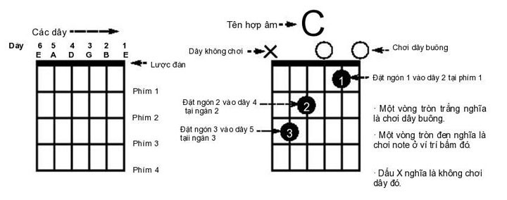 cách đọc biểu đồ hợp âm guitar