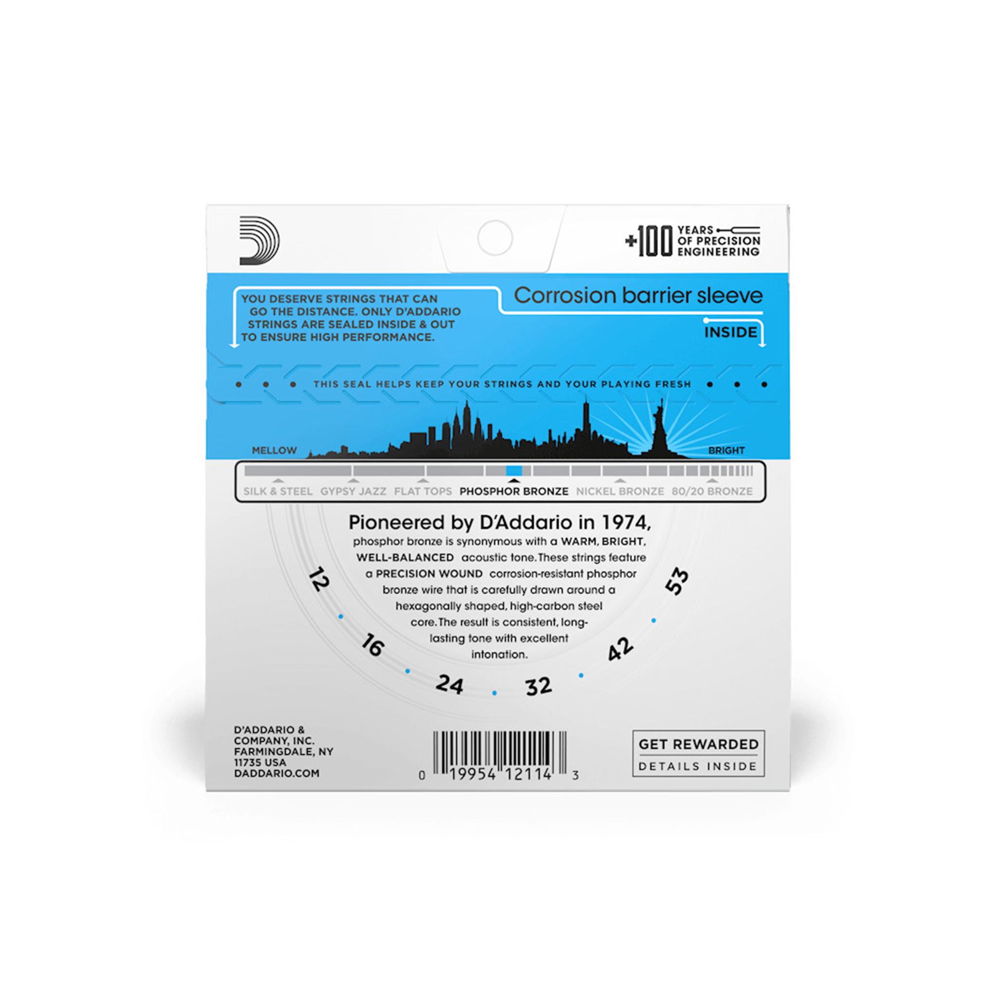  D'ADDARIO DÂY ĐÀN PHOSPHOR BRONZE ACOUSTIC 12-53 EJ16