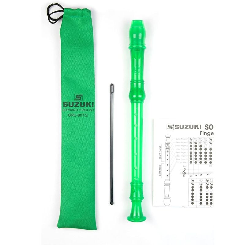  SUZUKI SRE-80 Sáo Recorder Soprano, thế bấm Baroque, Green color 
