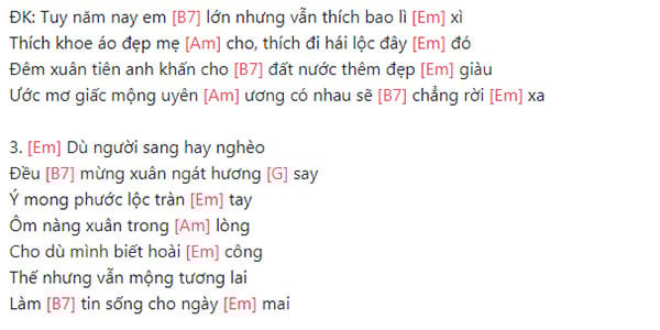 Hợp âm Guitar Ước nguyện đầu Xuân