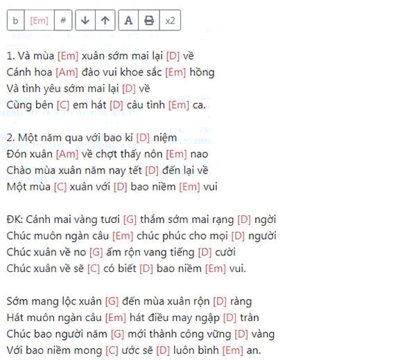 Hợp âm Guitar Chào xuân mới