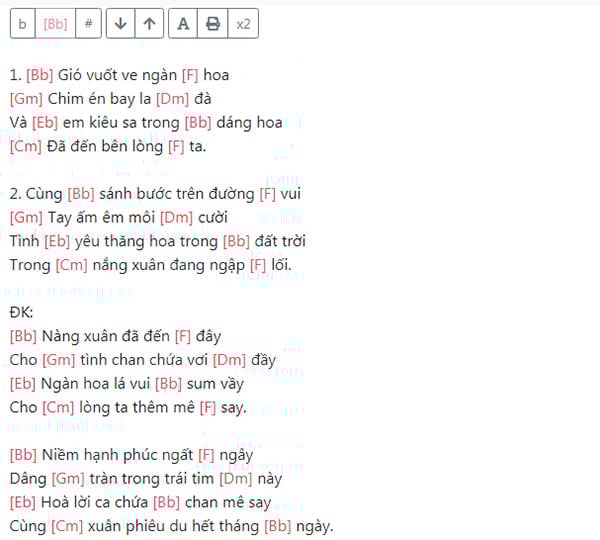 Hợp âm Guitar Nàng xuân