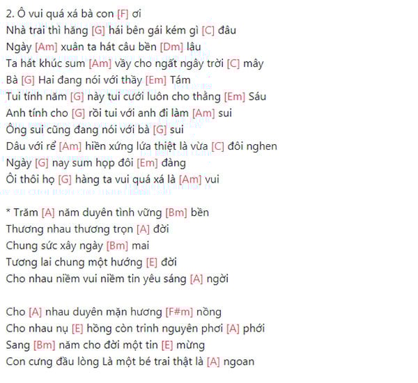 Hợp âm Guitar Ngày Xuân vui cưới