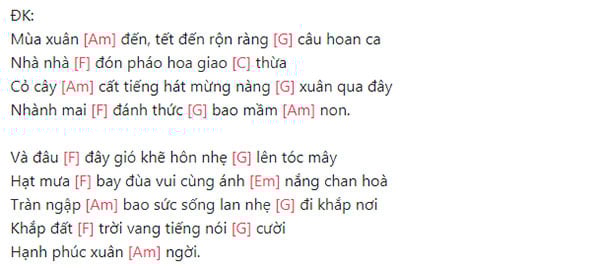 Hợp âm Guitar Hạnh phúc Xuân ngời