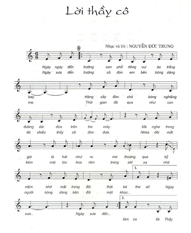 sheet nhạc piano lời thầy cô