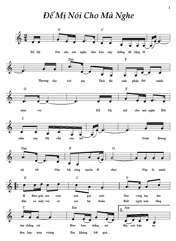 Sheet Piano Để mị nói cho mà nghe - Hoàng Thùy Linh