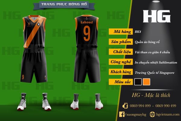  Bộ bóng rổ thiết kế màu đen BK4 