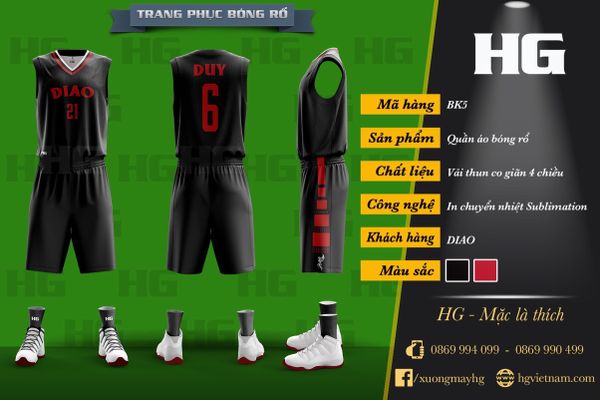  Bộ bóng rổ thiết kế màu đen BK5 