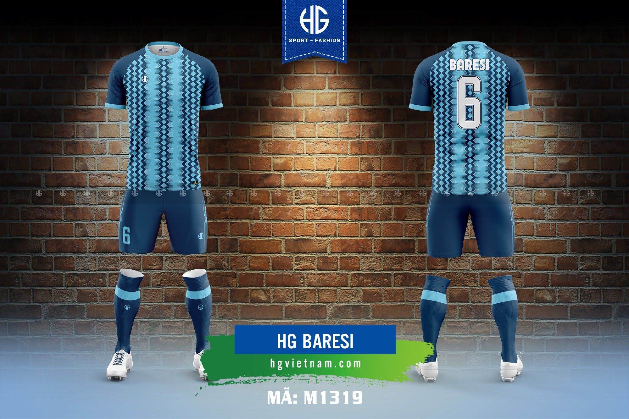  Áo bóng đá thiết kế M1319. HG Baresi 