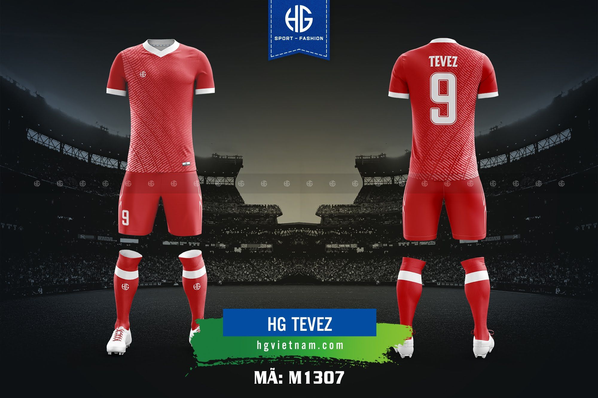  Áo bóng đá thiết kế M1307. HG Tevez 