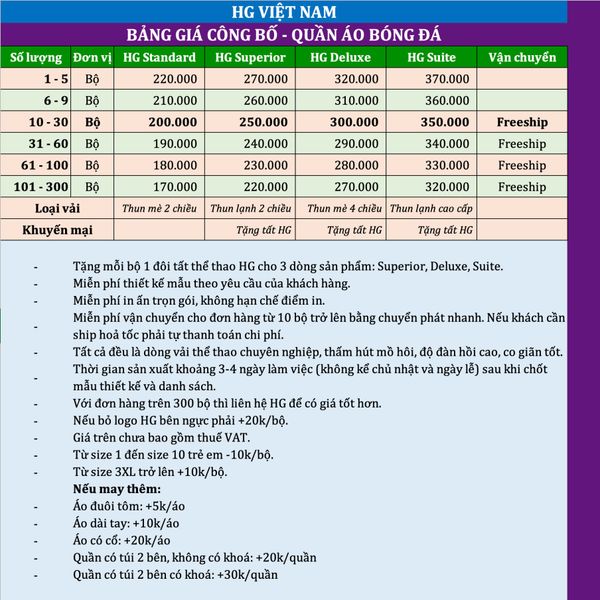  Áo bóng đá HG thiết kế M2086 