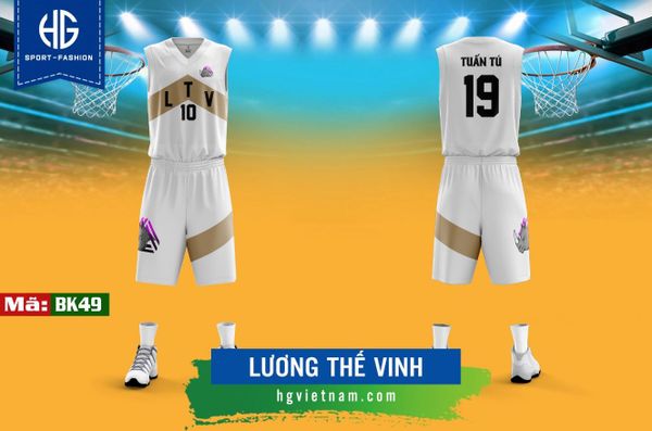  Bộ bóng rổ thiết kế màu trắng BK49 