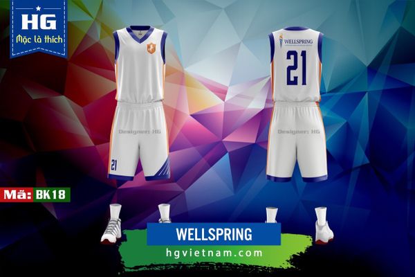  Bộ bóng rổ thiết kế màu trắng BK18 