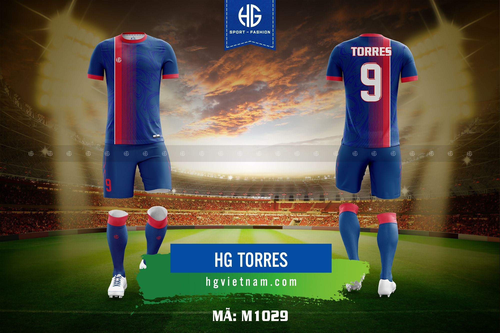  Áo bóng đá thiết kế M1029. HG Torres 