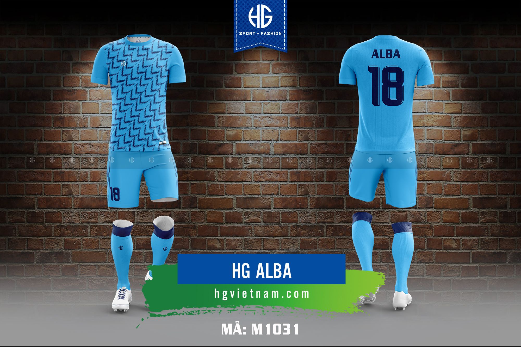  Áo bóng đá thiết kế M1031. HG Alba 