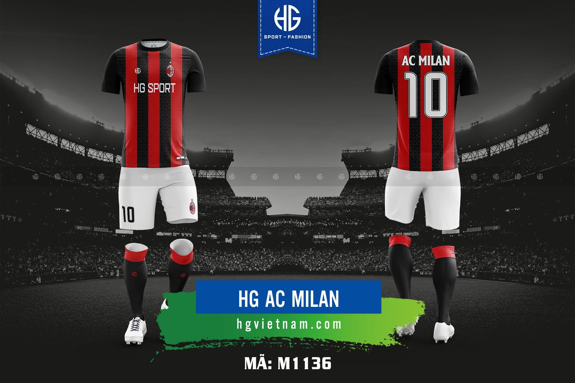  Áo bóng đá câu lạc bộ AC Milan M1136. HG 