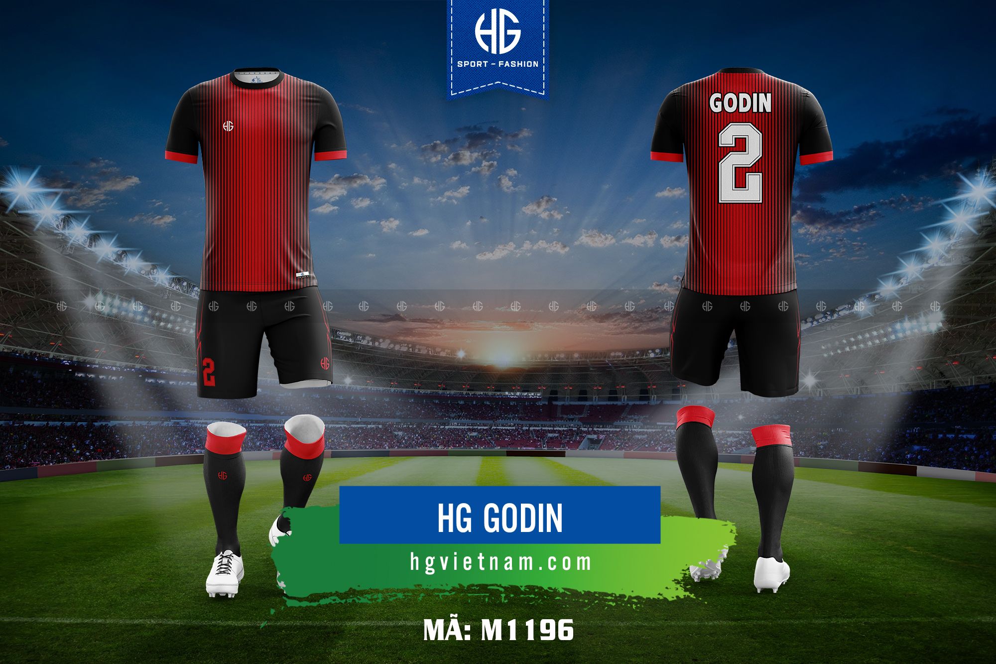  Áo bóng đá thiết kế M1196. HG Godin 