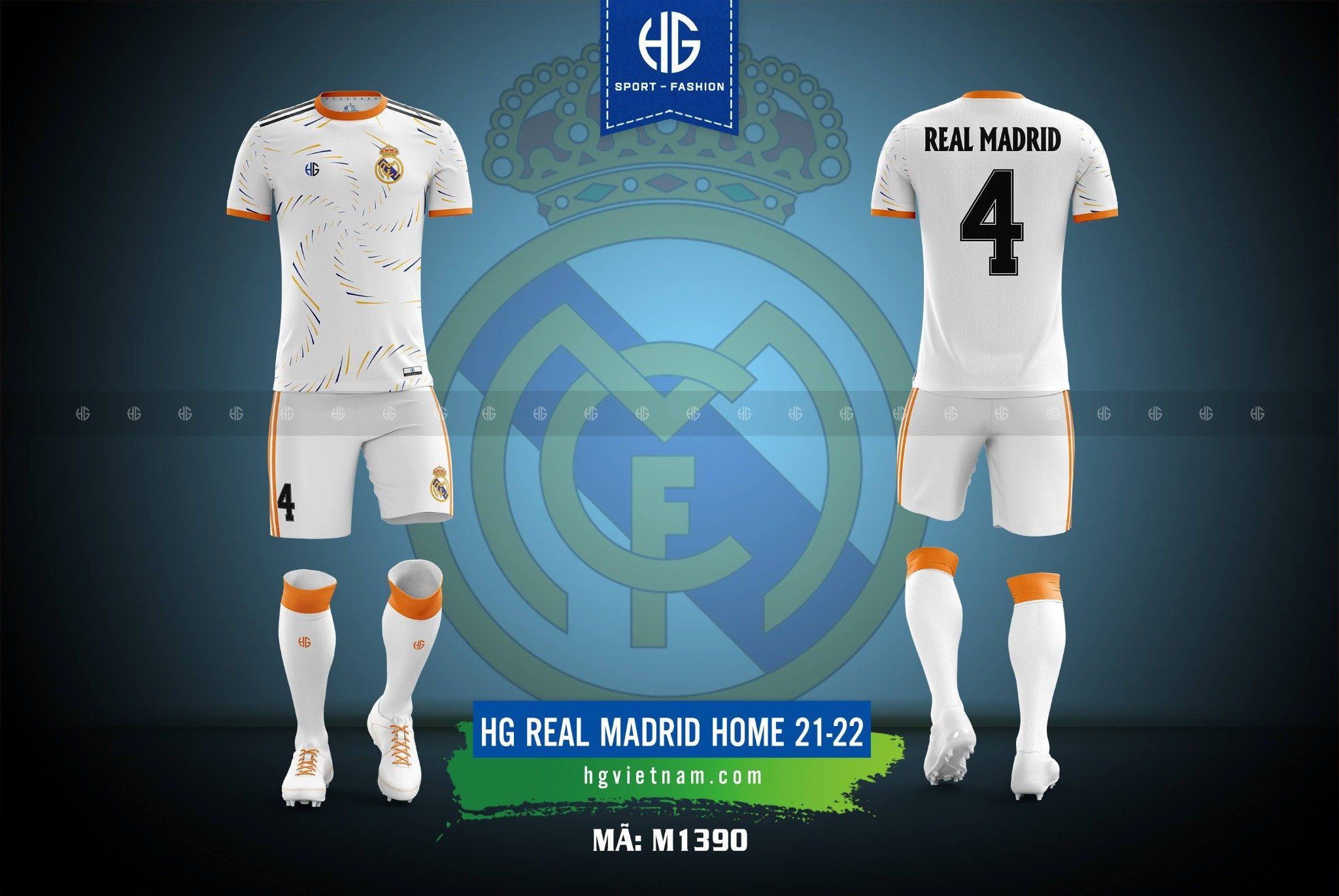  Áo bóng đá câu lạc bộ Real Madrid Home 21-22 M1390. HG 