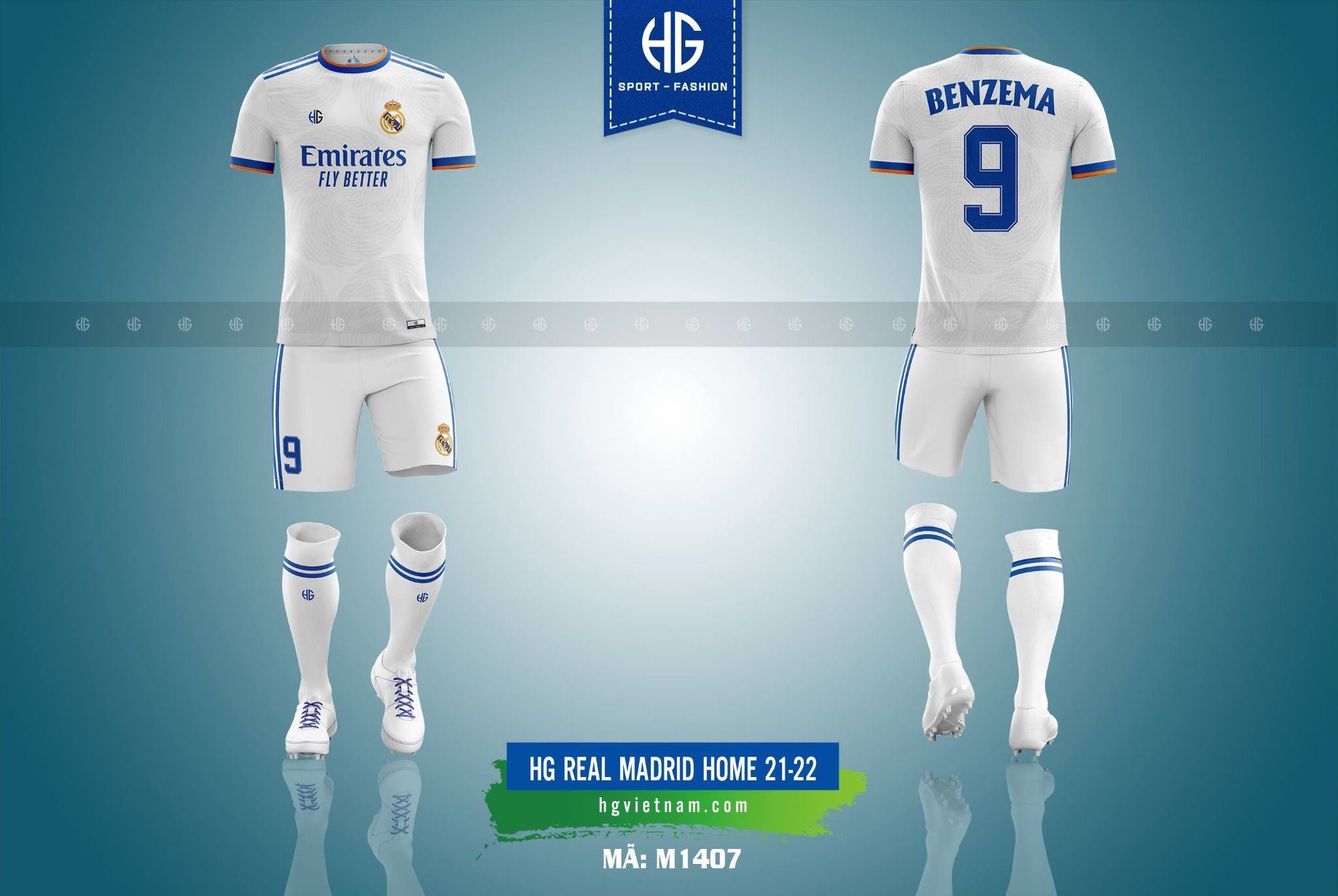  Áo bóng đá câu lạc bộ M1407. HG Real Madrid Home 21-22 