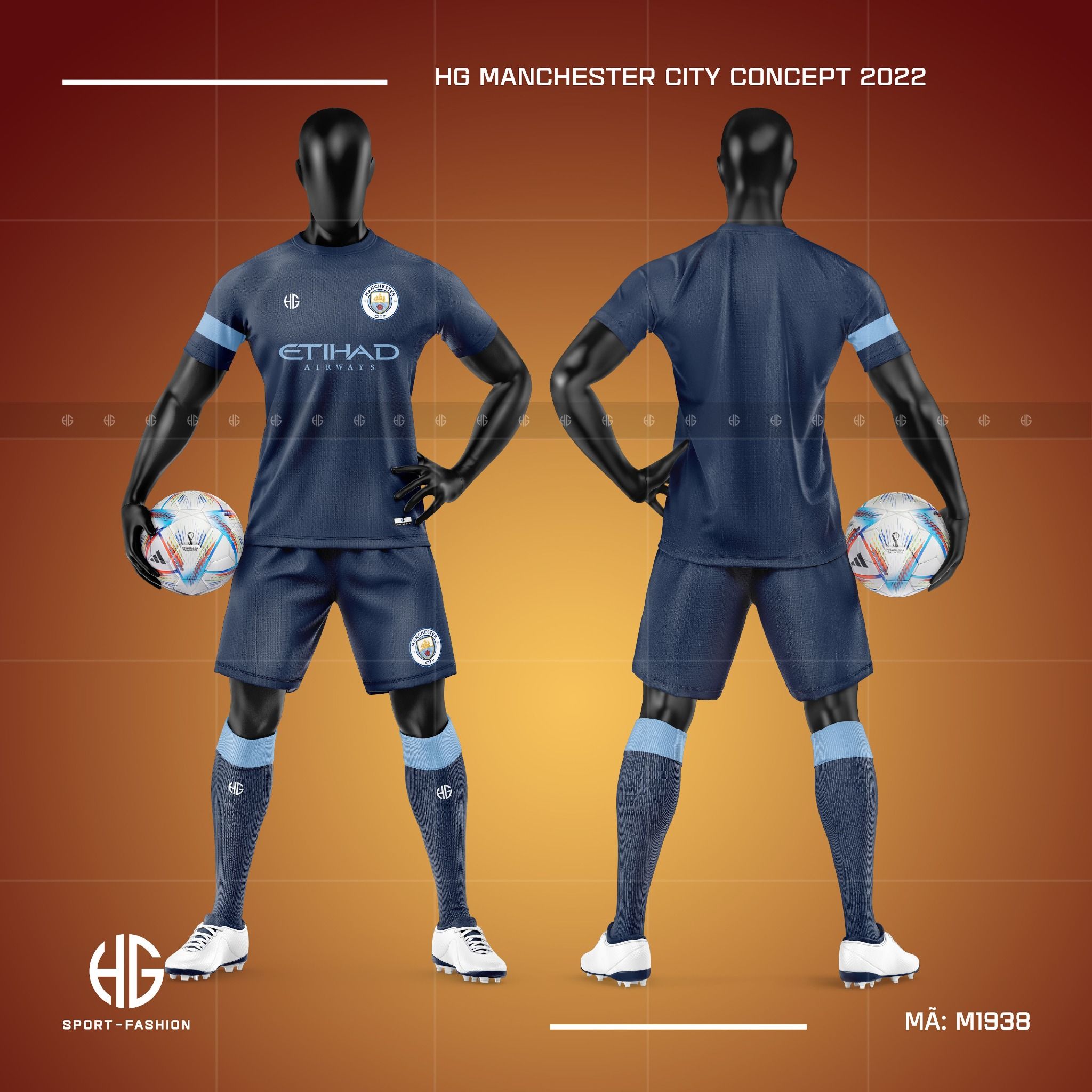  Áo bóng đá câu lạc bộ M1938. HG Manchester City Concept 2022 