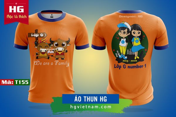  Áo đồng phục học sinh cấp 2 màu cam T155 