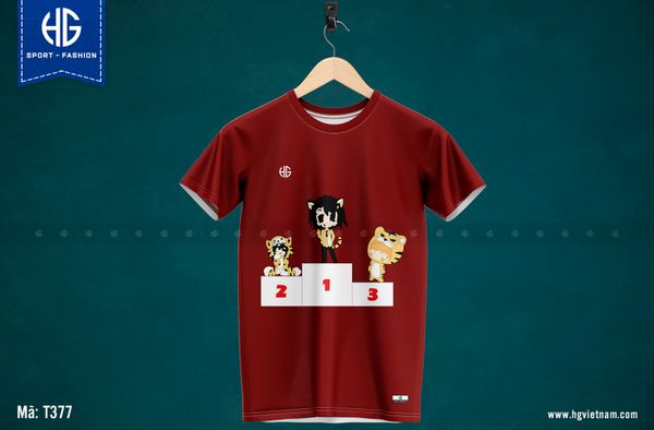  Áo đồng phục học sinh cấp 2 màu đỏ đun T377 