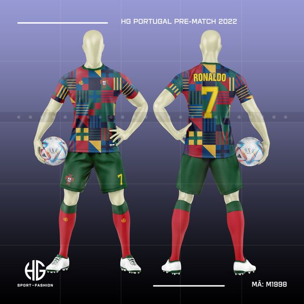  Áo bóng đá đội tuyển Bồ Đào Nha M1998. HG Portugal Pre-Match 2022 