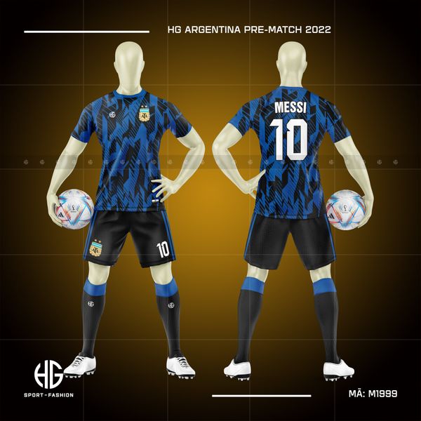  Áo bóng đá đội tuyển Argentina Pre-Match 2022 M1999. HG 