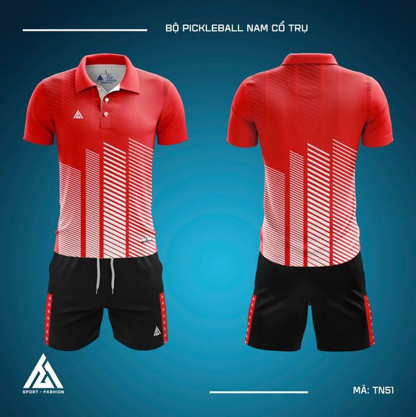  Mẫu bộ pickleball cổ trụ màu đỏ TN51 