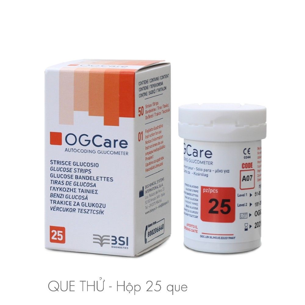 Que thử đường huyết OGCare ( hộp 25 que)